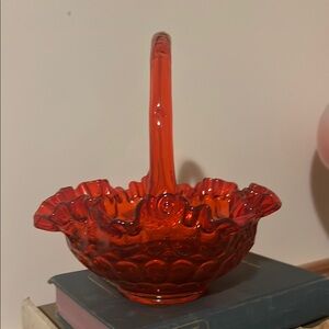 Vintage Red Glass Basket